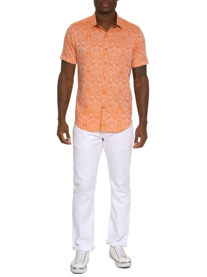 Men Short Sleeve Button Down Shirts Robert Graham HIGHLAND SHORT SLEEVE BUTTON DOWN SHIRT Pink