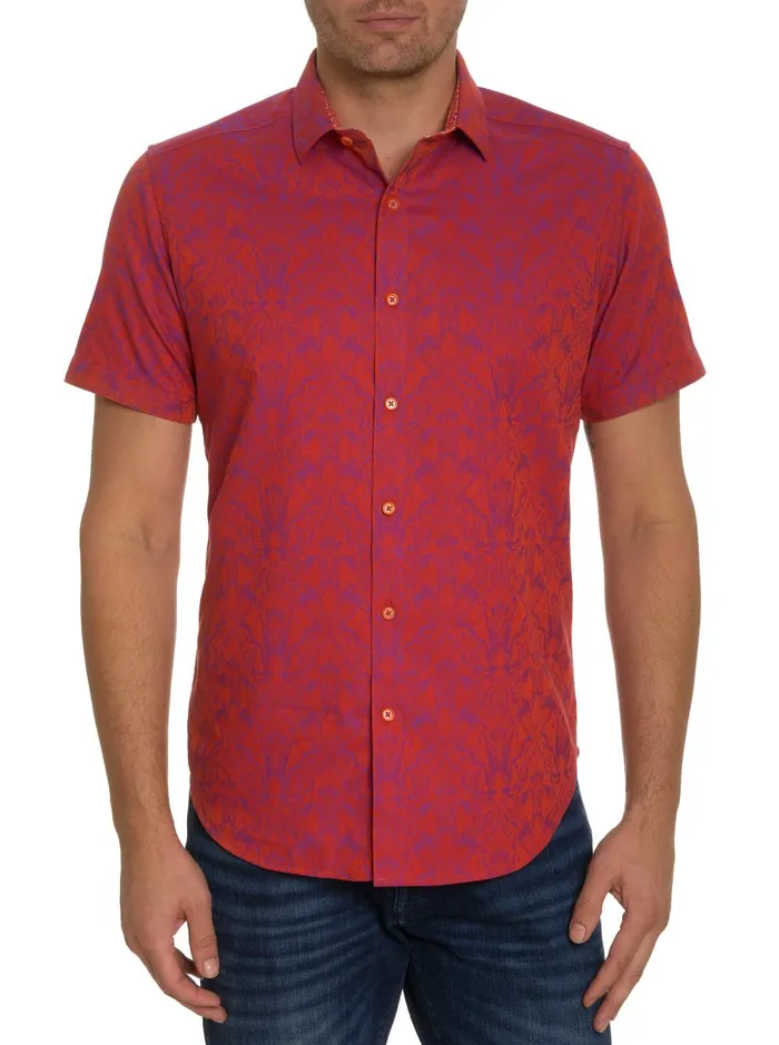 Men Short Sleeve Button Down Shirts Robert Graham HIGHLAND SHORT SLEEVE BUTTON DOWN SHIRT Pink