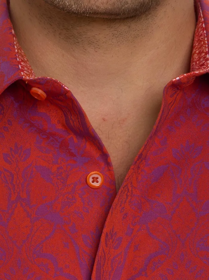 Men Short Sleeve Button Down Shirts Robert Graham HIGHLAND SHORT SLEEVE BUTTON DOWN SHIRT Pink