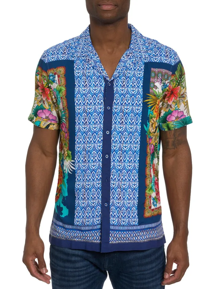 Men Short Sleeve Button Down Shirts Robert Graham SHERE KHAN SHORT SLEEVE BUTTON DOWN SHIRT Multi