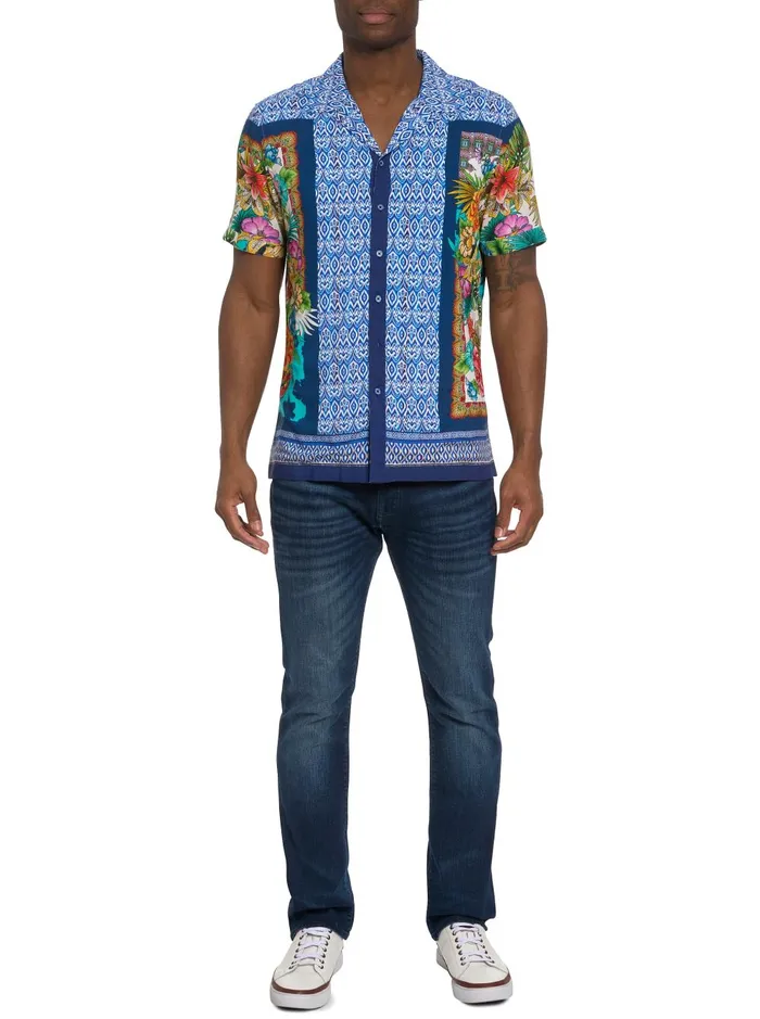 Men Short Sleeve Button Down Shirts Robert Graham SHERE KHAN SHORT SLEEVE BUTTON DOWN SHIRT Multi