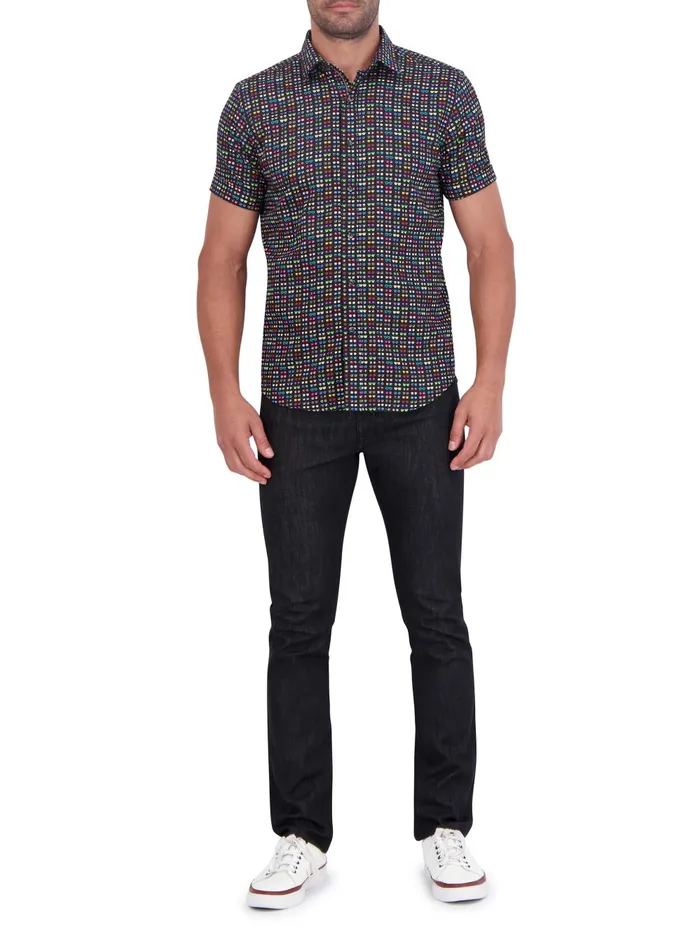 Men Short Sleeve Button Down Shirts Robert Graham SPECTACLE SHORT SLEEVE BUTTON DOWN SHIRT Black