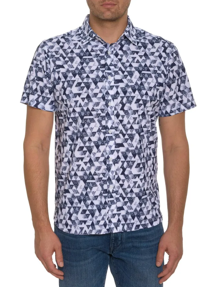 Men Short Sleeve Button Down Shirts Robert Graham STAMOS PERFORMANCE SHORT SLEEVE KNIT SHIRT White