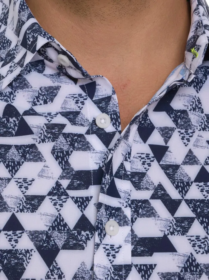 Men Short Sleeve Button Down Shirts Robert Graham STAMOS PERFORMANCE SHORT SLEEVE KNIT SHIRT White