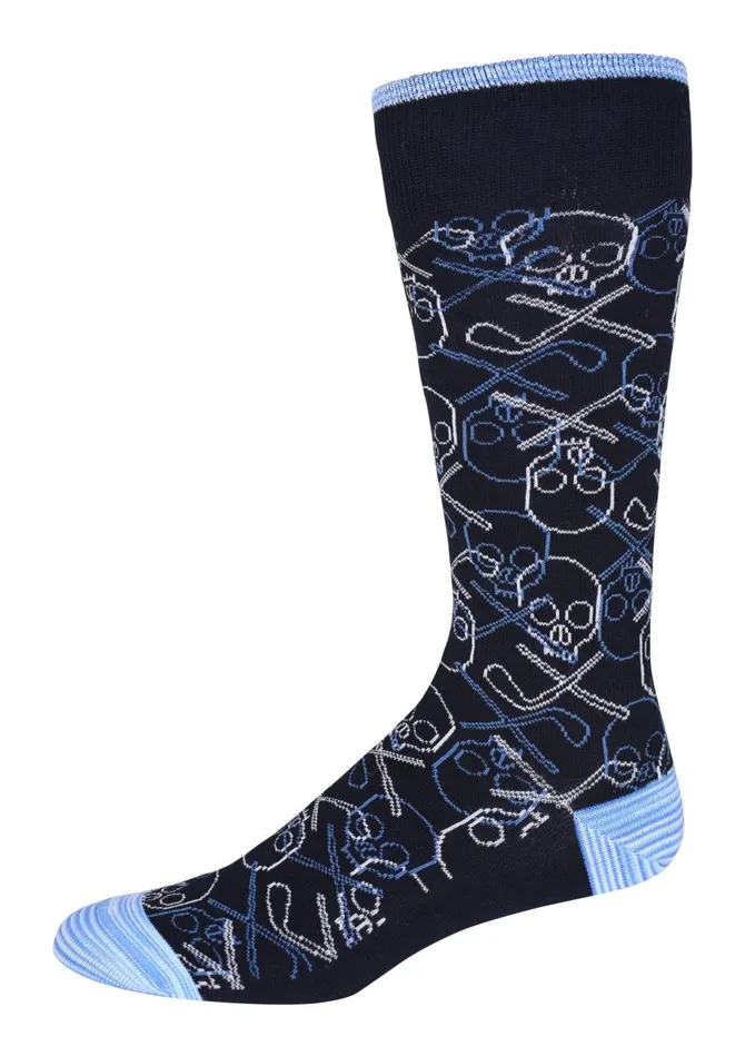 Men Socks Robert Graham IRON SKULL SOCKS Navy