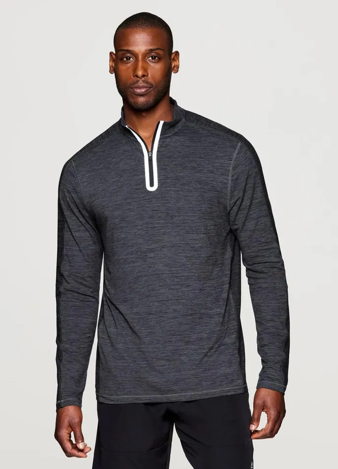 Men Stratus 14 Zip Lightweight Shirt Charcoal RBX Active Long Sleeve