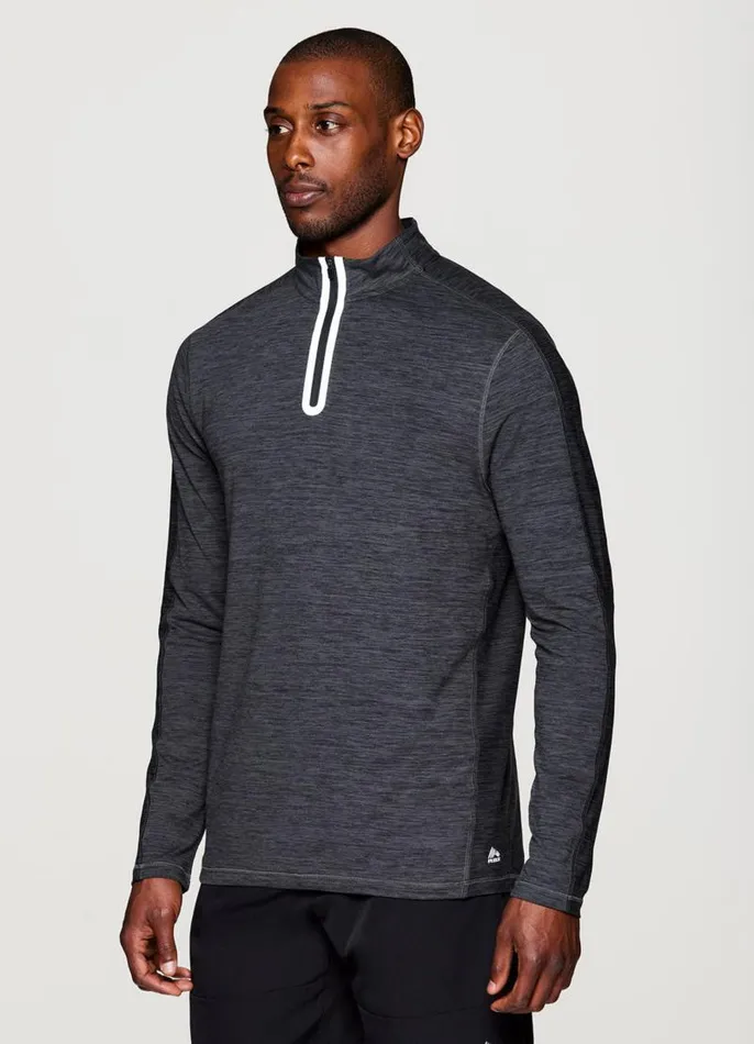 Men Stratus 14 Zip Lightweight Shirt Charcoal RBX Active Long Sleeve