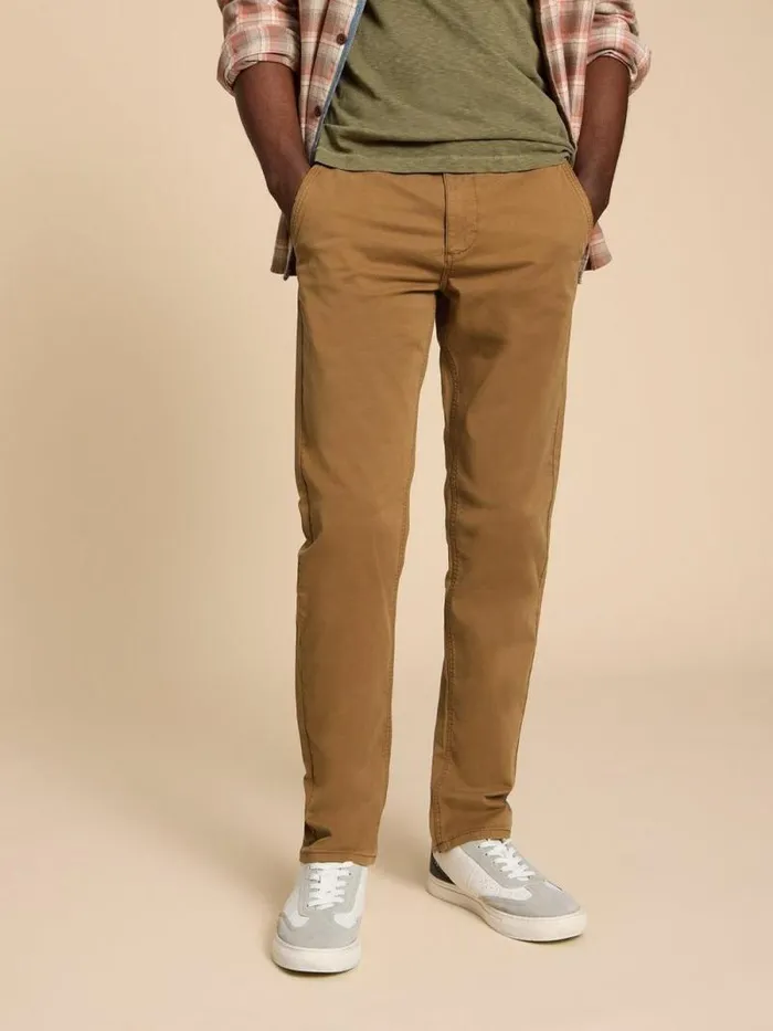 Men Sutton Organic Chino Trouser Mid Brown White Stuff Chinos