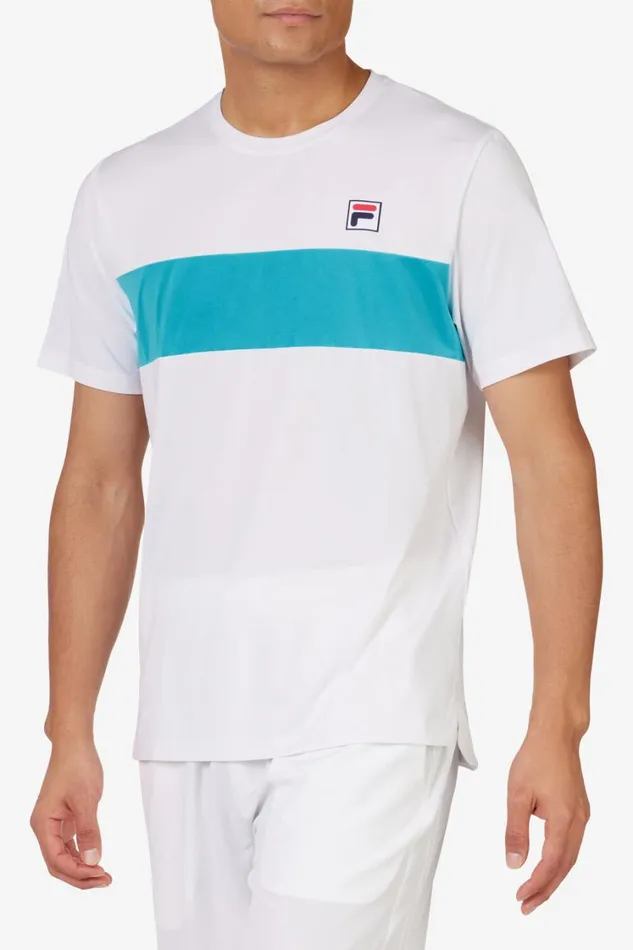 Men Tennis Fila Tennis Essentials Short Sleeve Crew 147 White Scub