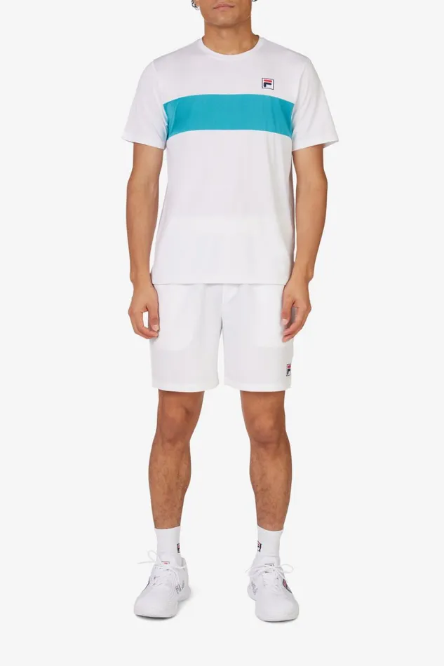 Men Tennis Fila Tennis Essentials Short Sleeve Crew 147 White Scub