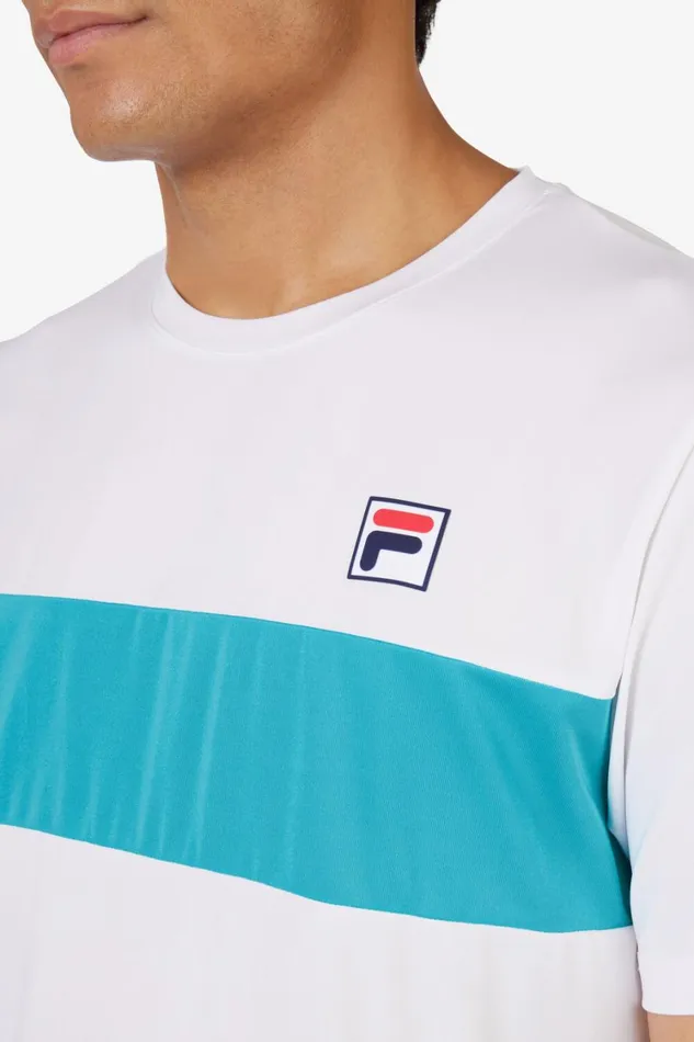 Men Tennis Fila Tennis Essentials Short Sleeve Crew 147 White Scub