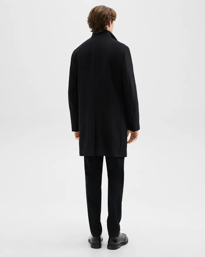 Men Theory Outerwear Belvin Coat In Recycled WoolBlend Melton Black