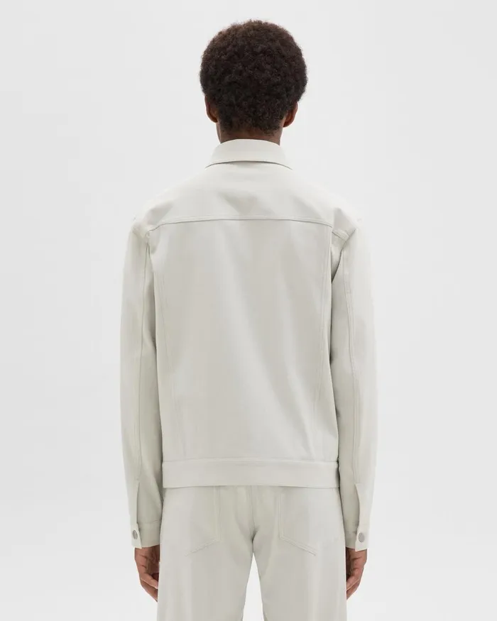 Men Theory Outerwear River Trucker Jacket In Neoteric Twill Limestone