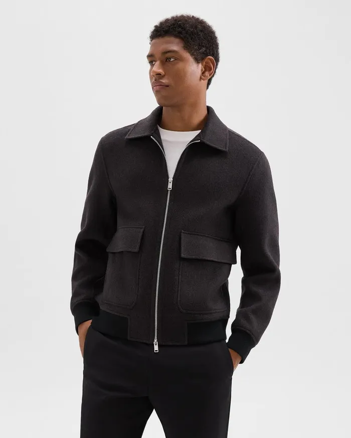 Men Theory Outerwear Sean Jacket In DoubleFace WoolCashmere Hickory Melange