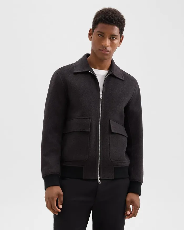 Men Theory Outerwear Sean Jacket In DoubleFace WoolCashmere Hickory Melange