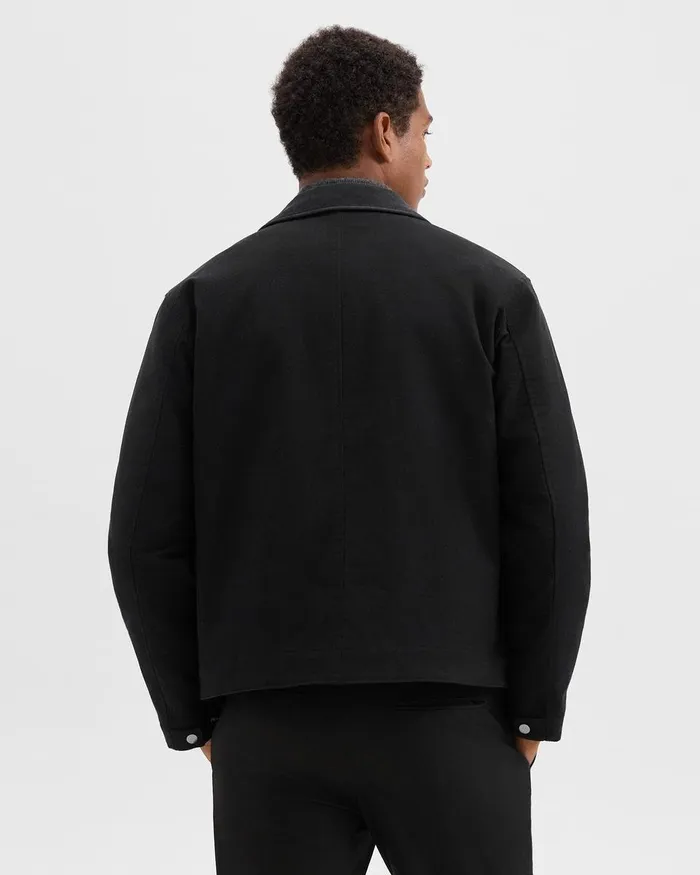 Men Theory Outerwear Workwear Jacket In Moleskin Twill Black