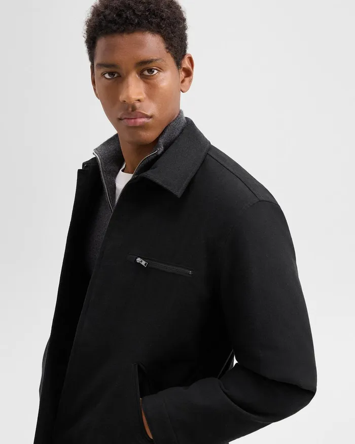 Men Theory Outerwear Workwear Jacket In Moleskin Twill Black