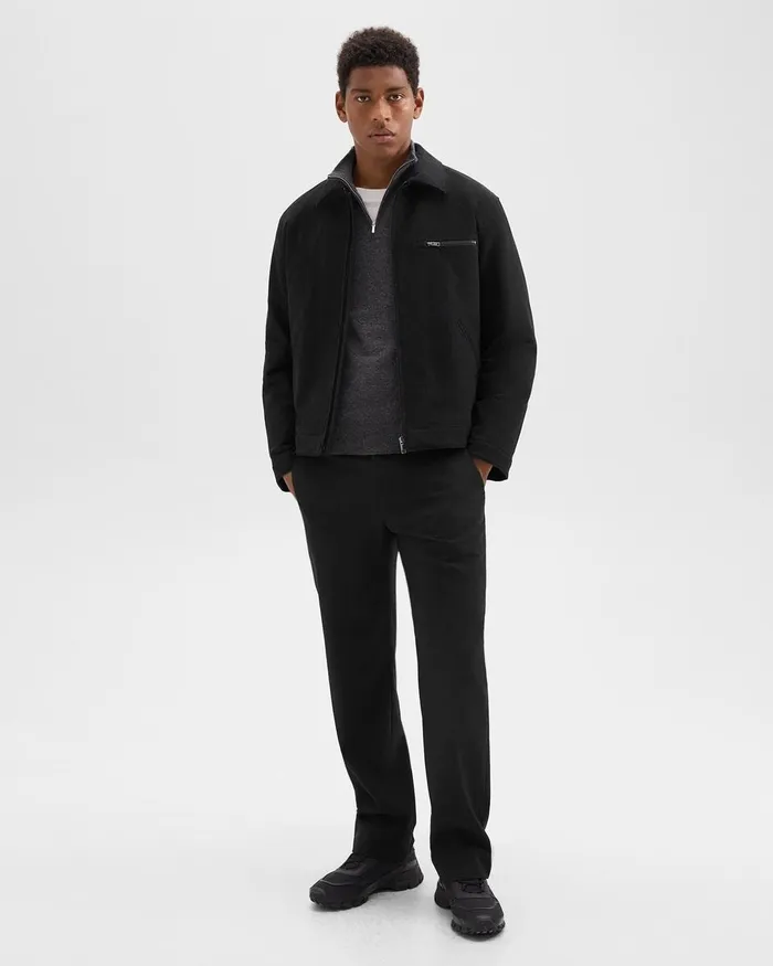 Men Theory Outerwear Workwear Jacket In Moleskin Twill Black