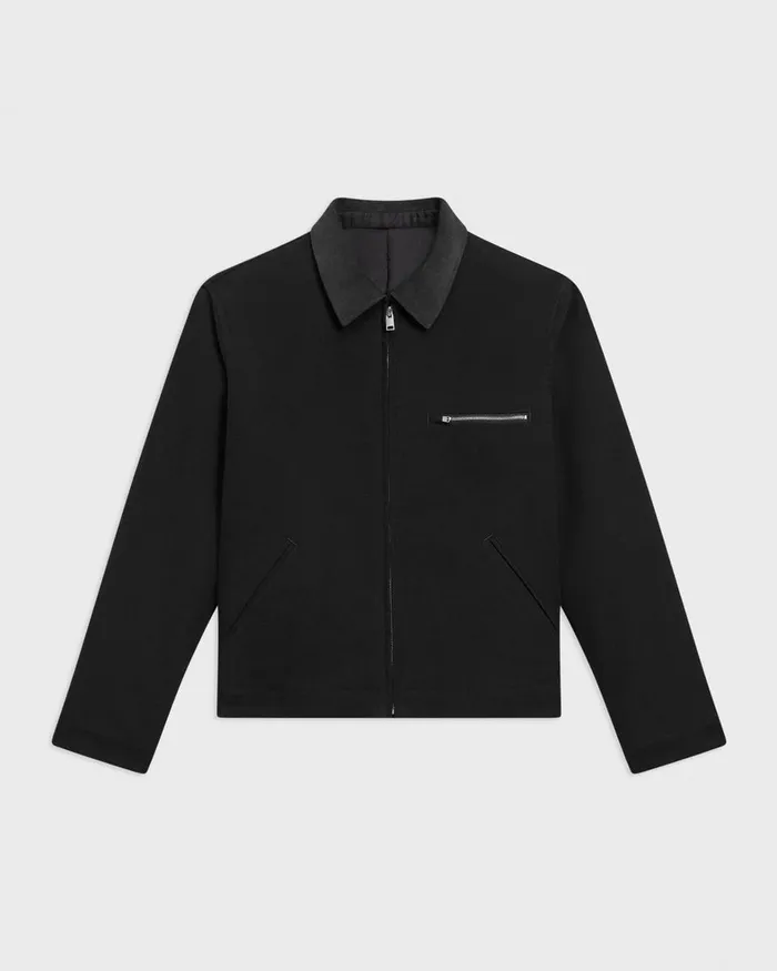 Men Theory Outerwear Workwear Jacket In Moleskin Twill Black