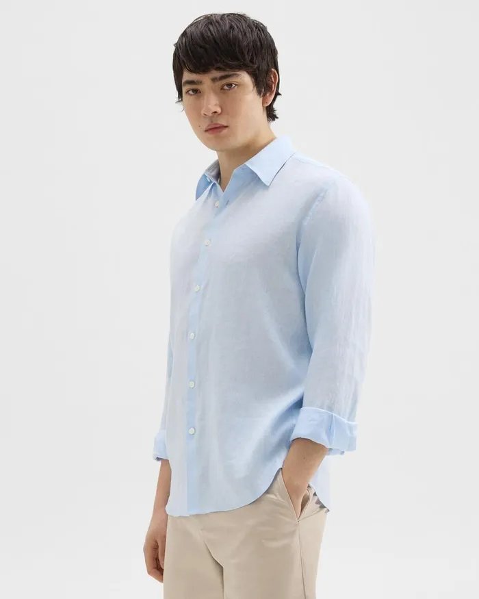 Men Theory Shirts Irving Shirt In Relaxed Linen Skylight