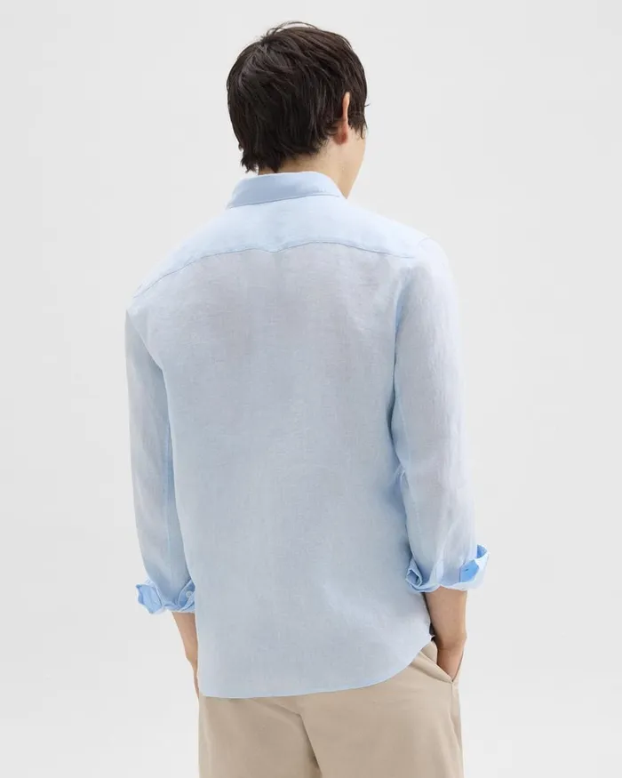 Men Theory Shirts Irving Shirt In Relaxed Linen Skylight