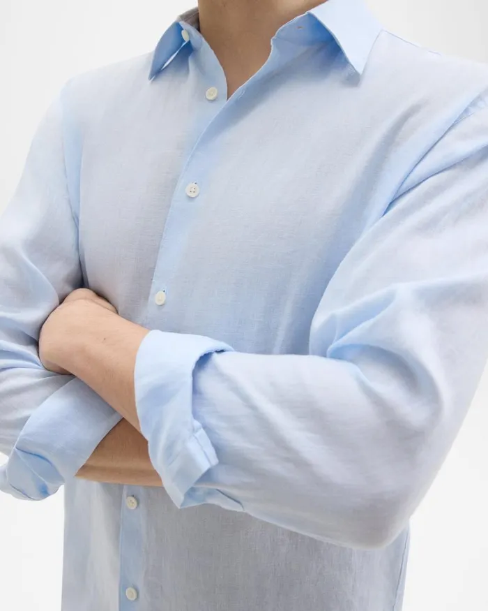 Men Theory Shirts Irving Shirt In Relaxed Linen Skylight