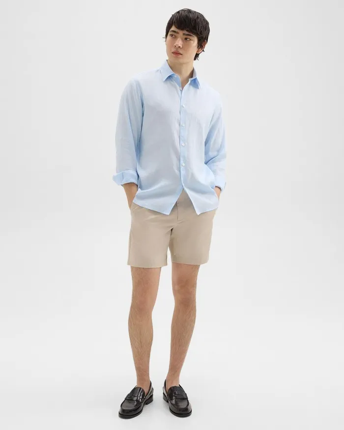 Men Theory Shirts Irving Shirt In Relaxed Linen Skylight