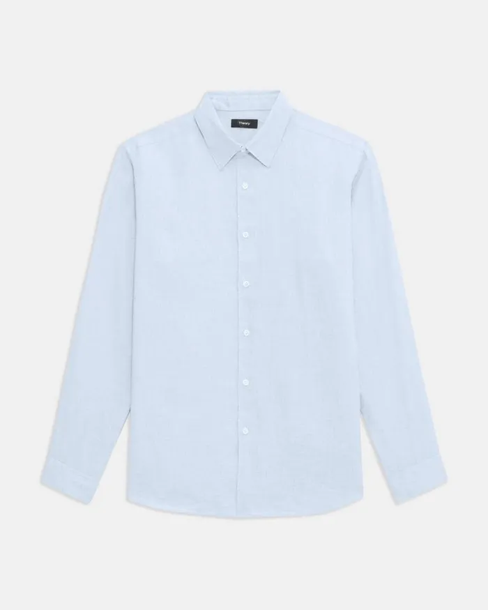Men Theory Shirts Irving Shirt In Relaxed Linen Skylight