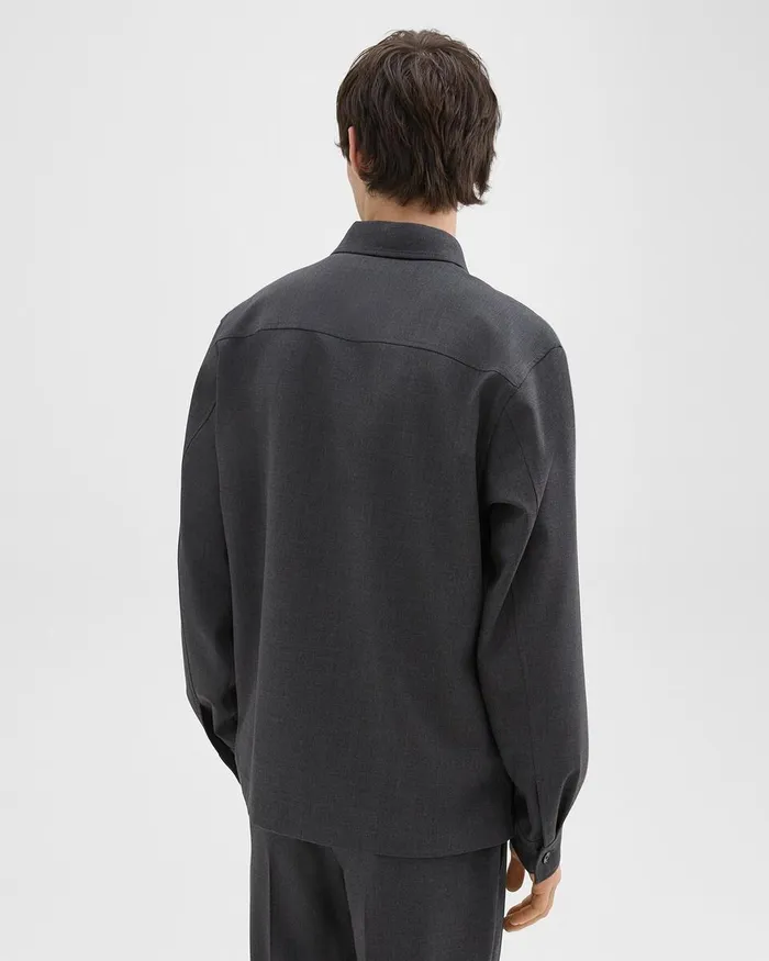 Men Theory Shirts Overshirt In WoolBlend Twill Pestle Melange