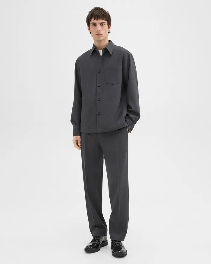 Men Theory Shirts Overshirt In WoolBlend Twill Pestle Melange
