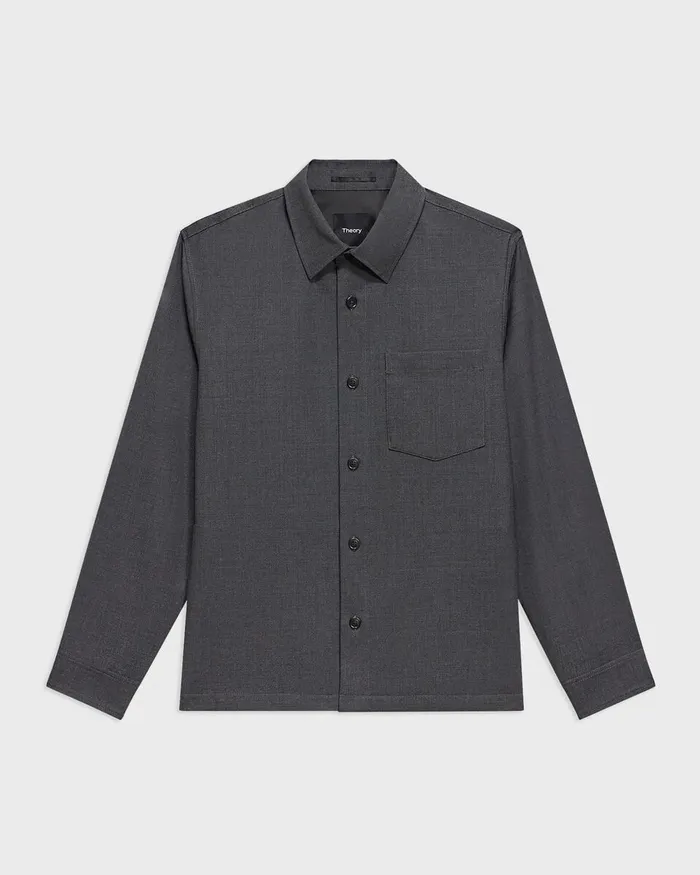 Men Theory Shirts Overshirt In WoolBlend Twill Pestle Melange