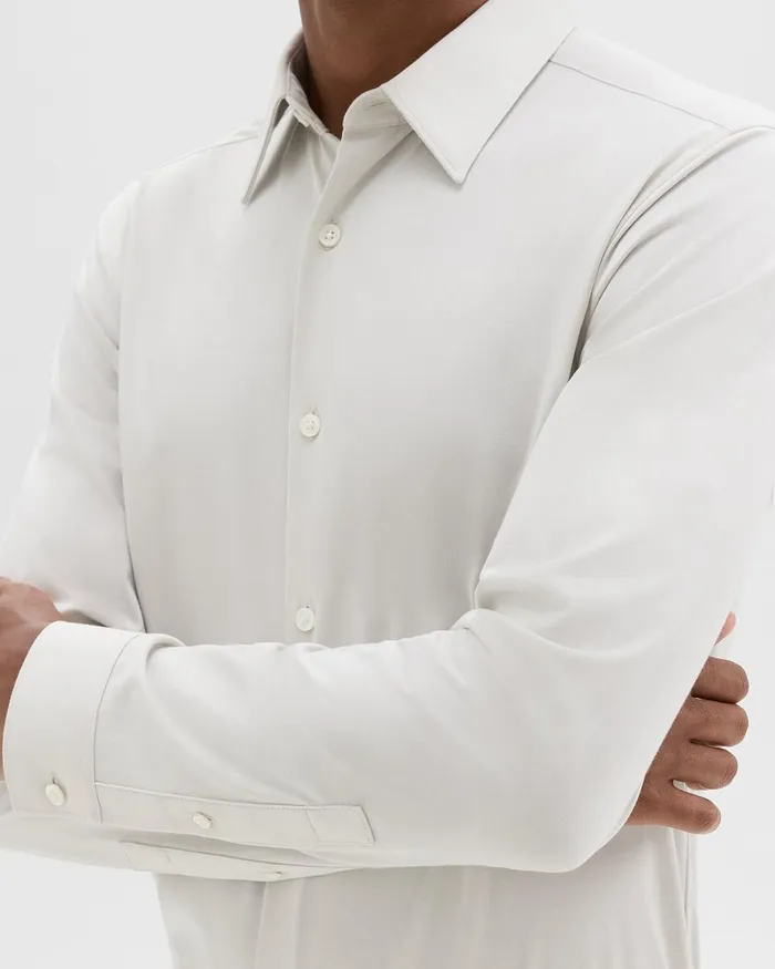 Men Theory Shirts Sylvain Shirt In Structure Knit Limestone