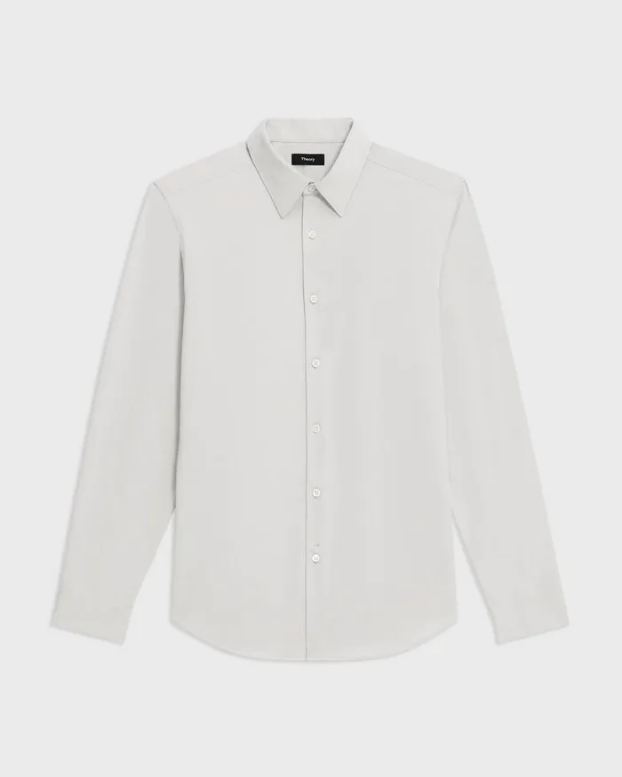 Men Theory Shirts Sylvain Shirt In Structure Knit Limestone