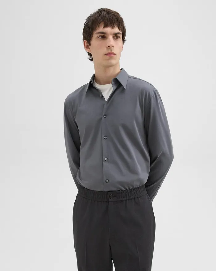 Men Theory Shirts Sylvain Shirt In Structure Knit Pestle