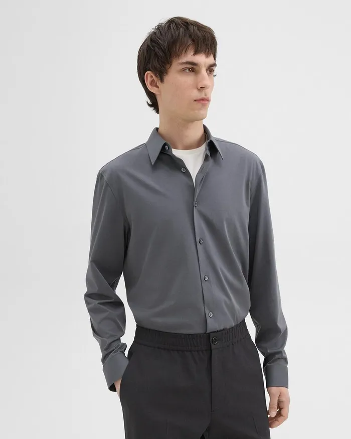 Men Theory Shirts Sylvain Shirt In Structure Knit Pestle