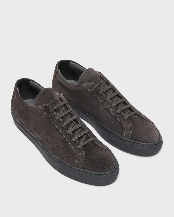 Men Theory Shoes Common Projects Original Achilles Sneakers Charcoal