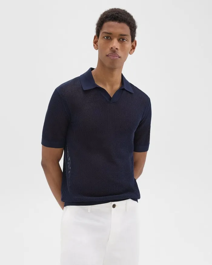 Men Theory Sweaters Cardigans Cairn Polo Shirt In Cotton Baltic