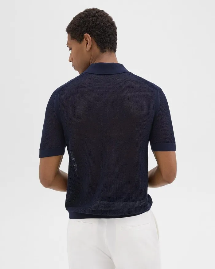 Men Theory Sweaters Cardigans Cairn Polo Shirt In Cotton Baltic