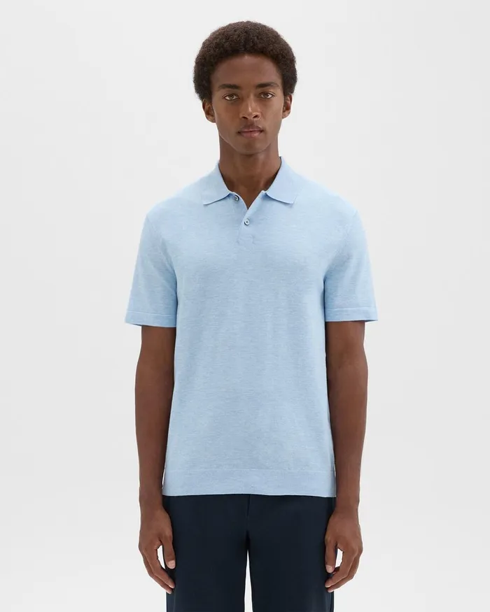 Men Theory Sweaters Cardigans Goris Polo Shirt In Light Bilen Skylight Melange