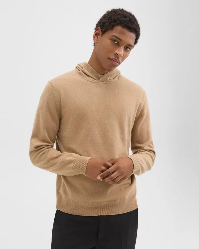 Men Theory Sweaters Cardigans Hilles Hoodie In Cashmere New Camel