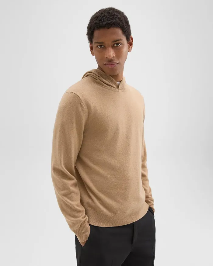Men Theory Sweaters Cardigans Hilles Hoodie In Cashmere New Camel