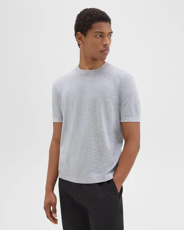 Men Theory Sweaters Cardigans Sarior Tee In CottonLinen Grey Heather