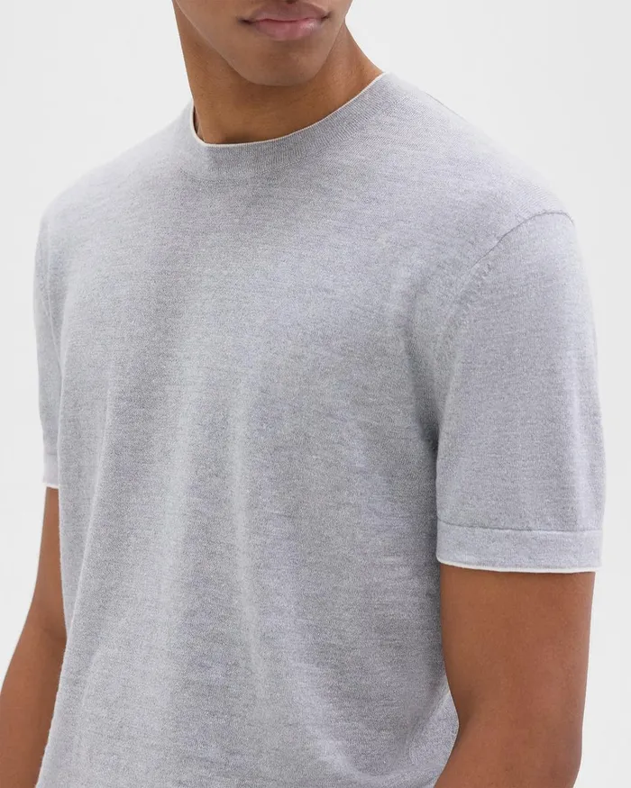 Men Theory Sweaters Cardigans Sarior Tee In CottonLinen Grey Heather