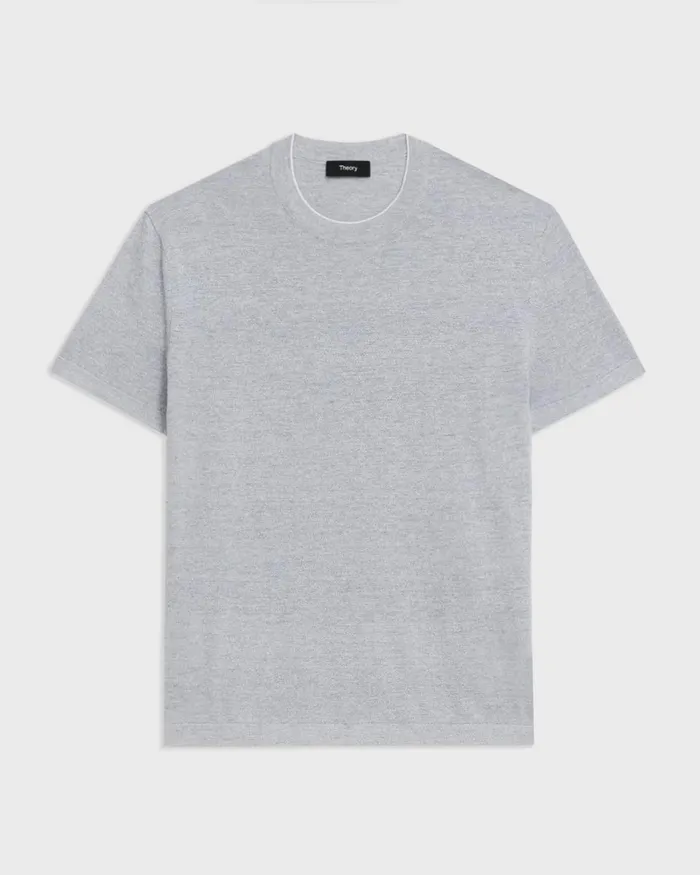 Men Theory Sweaters Cardigans Sarior Tee In CottonLinen Grey Heather