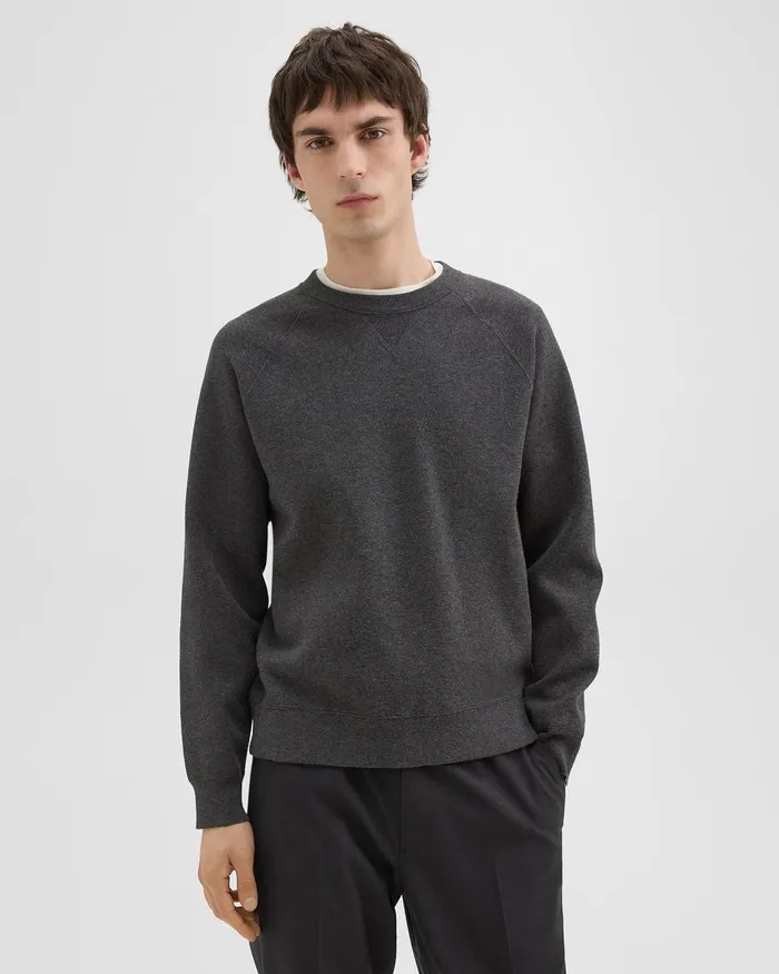 Men Theory Sweatshirts Hoodies Raglan Sleeve Sweatshirt In Light Bilen Pestle Melange