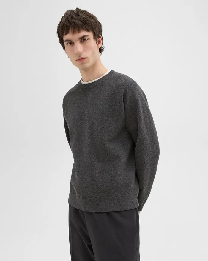Men Theory Sweatshirts Hoodies Raglan Sleeve Sweatshirt In Light Bilen Pestle Melange
