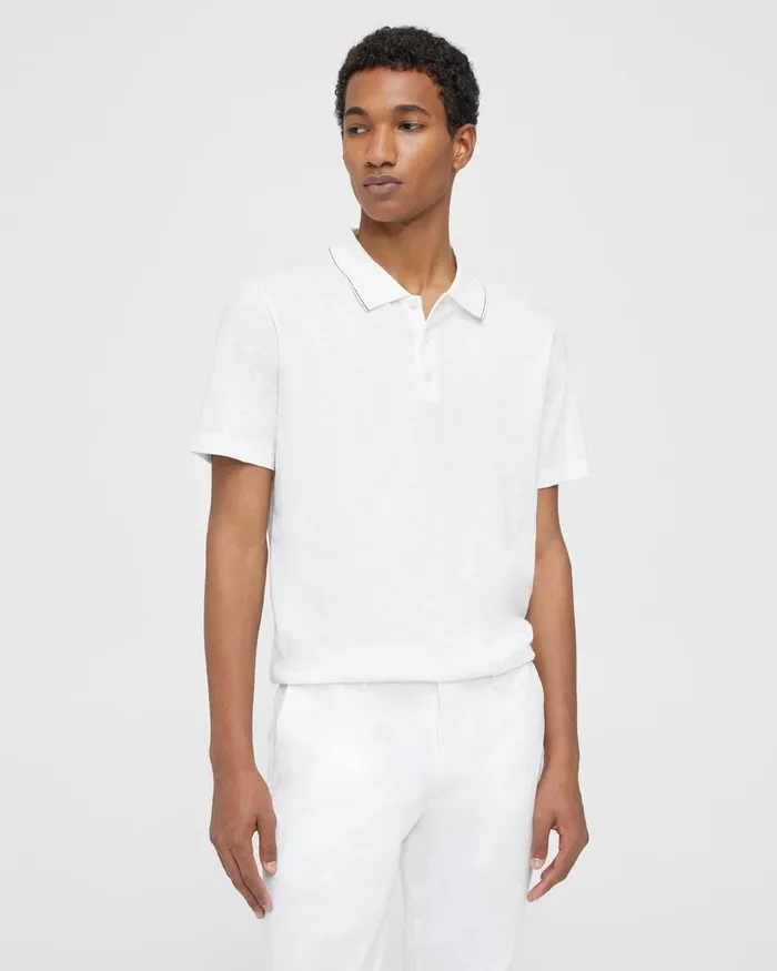 Men Theory TShirts Polos Bron Polo Shirt In Slub Cotton White