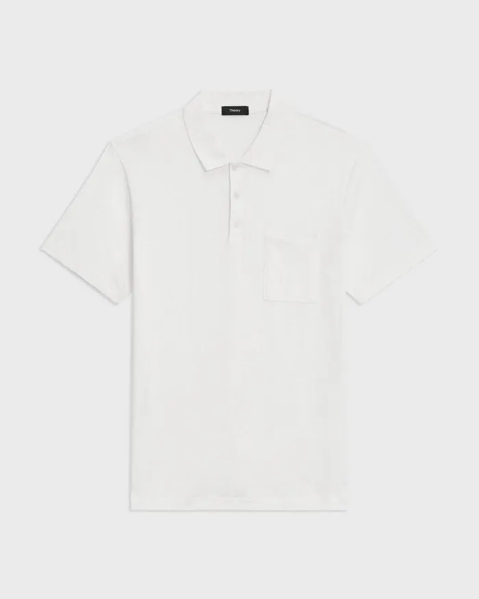 Men Theory TShirts Polos Bron Polo Shirt In Slub Cotton White