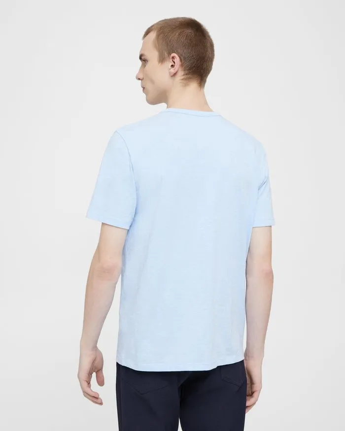 Men Theory TShirts Polos Essential Tee In Cosmos Slub Cotton Blue Horizon