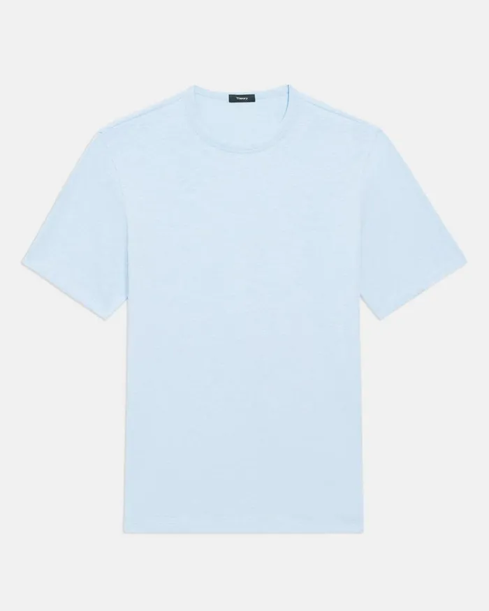Men Theory TShirts Polos Essential Tee In Cosmos Slub Cotton Blue Horizon